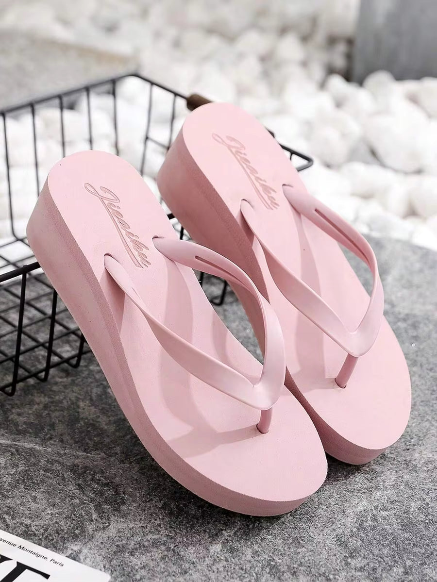 Simple Style Eva Beach Flip Flops For Women, With Tpr Anti-Slip Sole