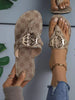 Women's Khaki Embroidered Flower Round Buckle Flat Sandals Slippers, Thong Style Flip Flop With Anti-Slip Sole, Perfect For Indoor/Outdoor Use