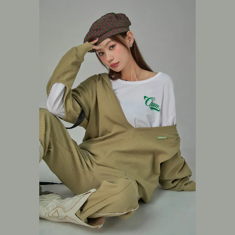 Best Seller Deep V-Neck Hoodie Sweatshirt