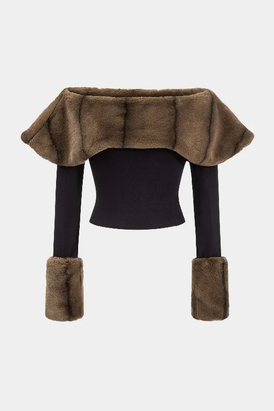 Unmissable Sale Patchwork Off Shoulder Long-Sleeve Top