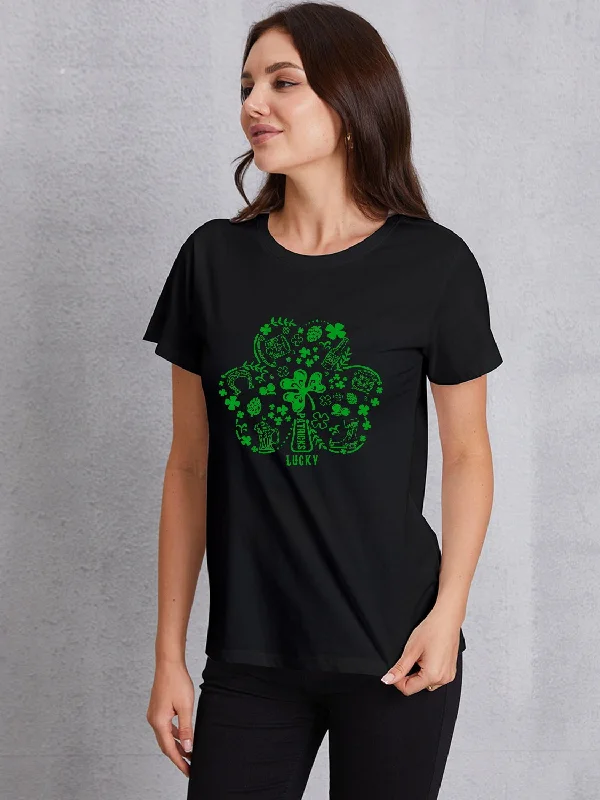 Overstock Lucky Clover Round Neck T-Shirt