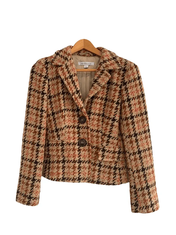 Limited Availability Marella Tweed Single Breasted Jacket Beige UK Size 8
