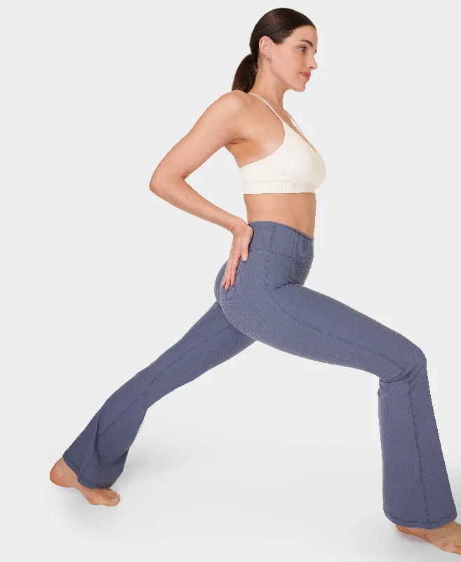 Value Deals Glow Rib Flare Trousers Sb9959s Endless-Blue