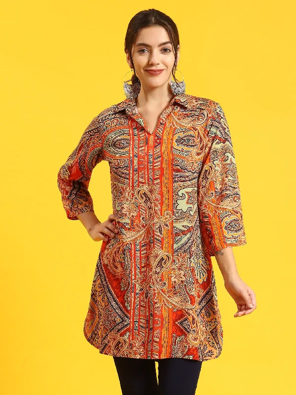 Unbeatable Prices Women Red Ornamental Print Tunic