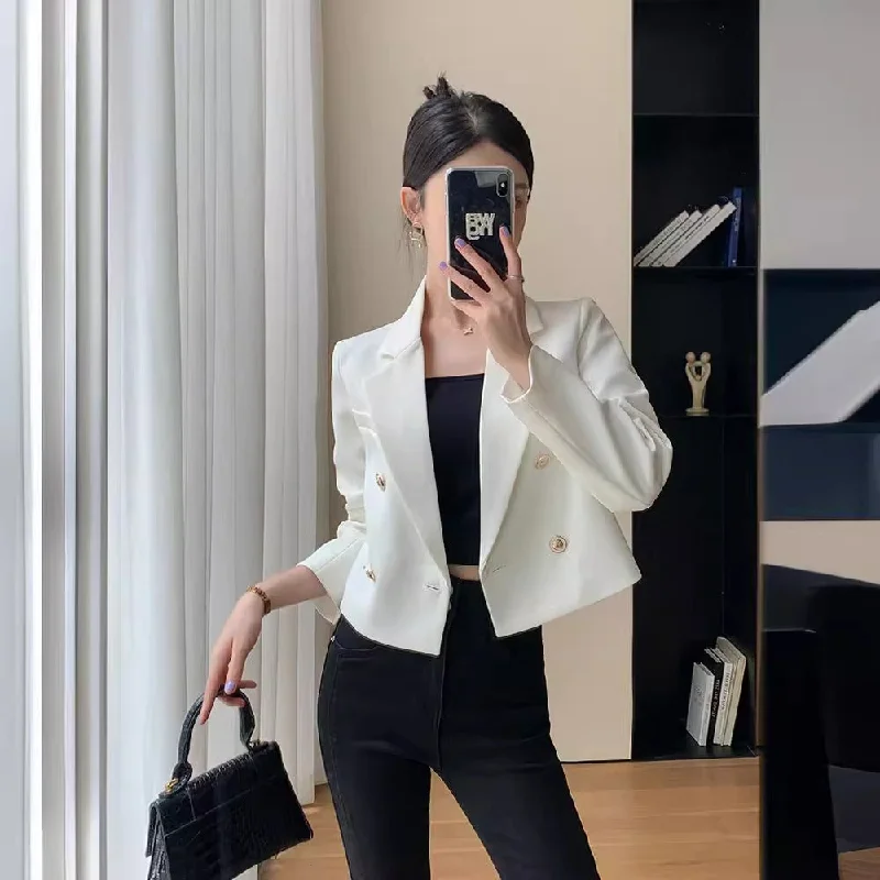 New Fashion Small Casual White Short Suit Coat For Women