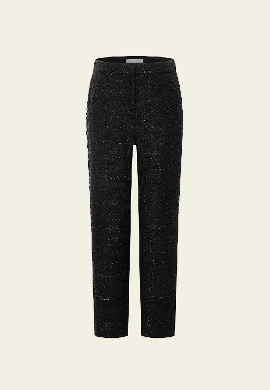 Black Lurex Tweed Straight-leg Trousers