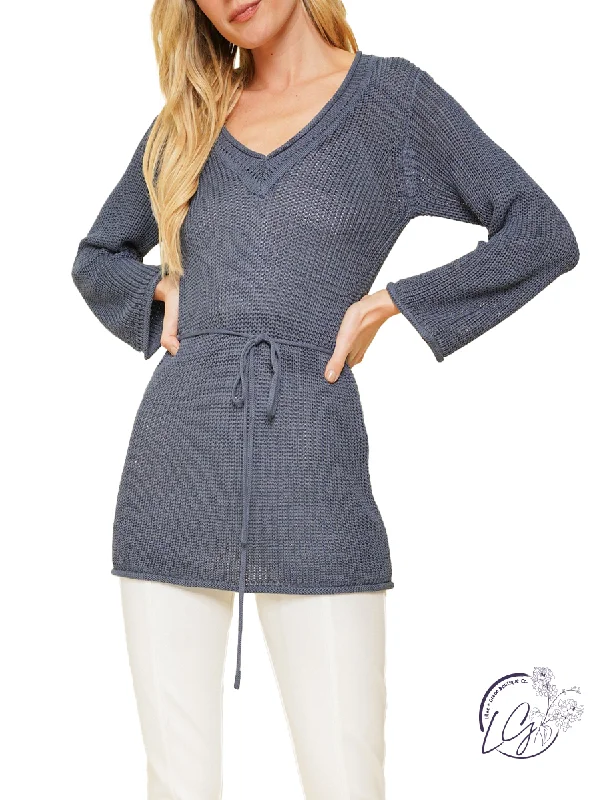 Deep Savings Closer to You Tie Waist Sweater
