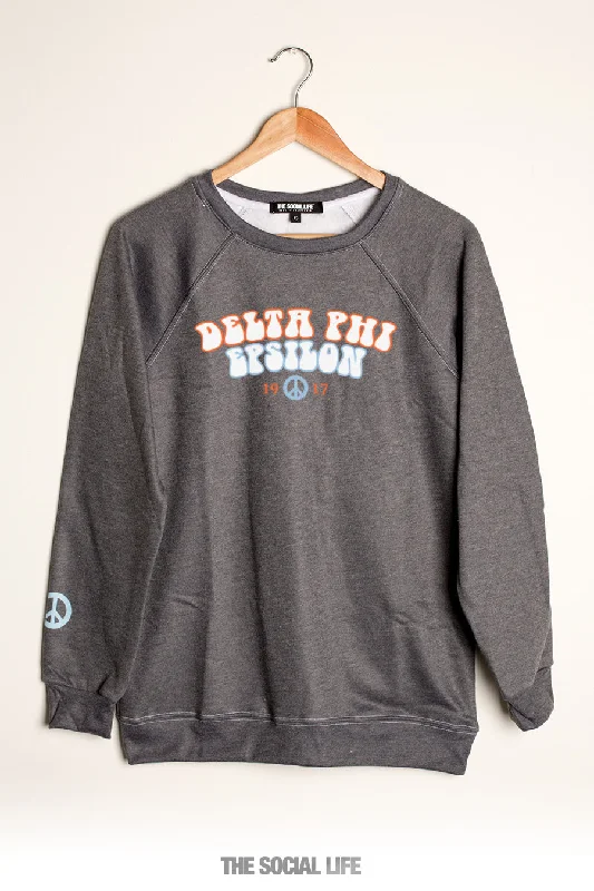Deep Savings Delta Phi Epsilon Peace Raglan Crewneck
