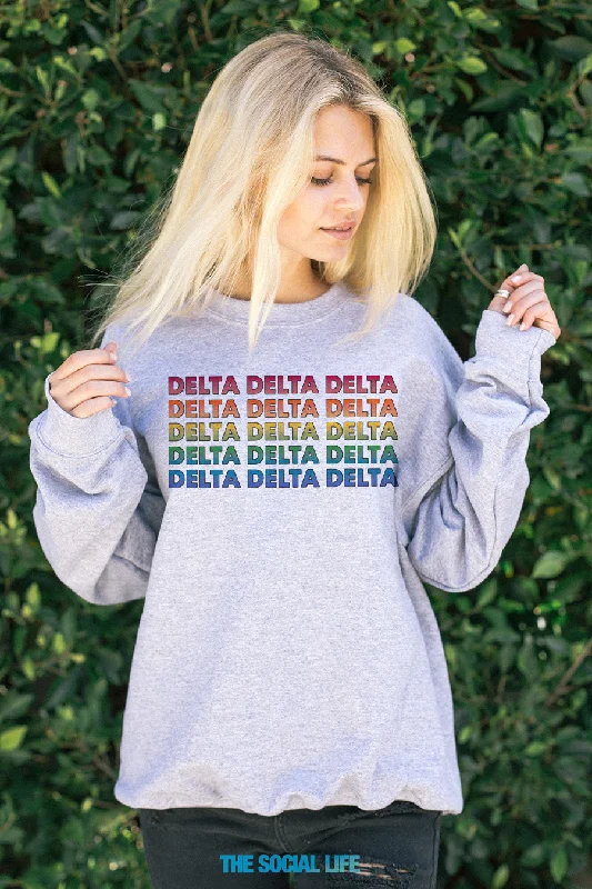 Don't Delay Delta Delta Delta Technicolor Crewneck