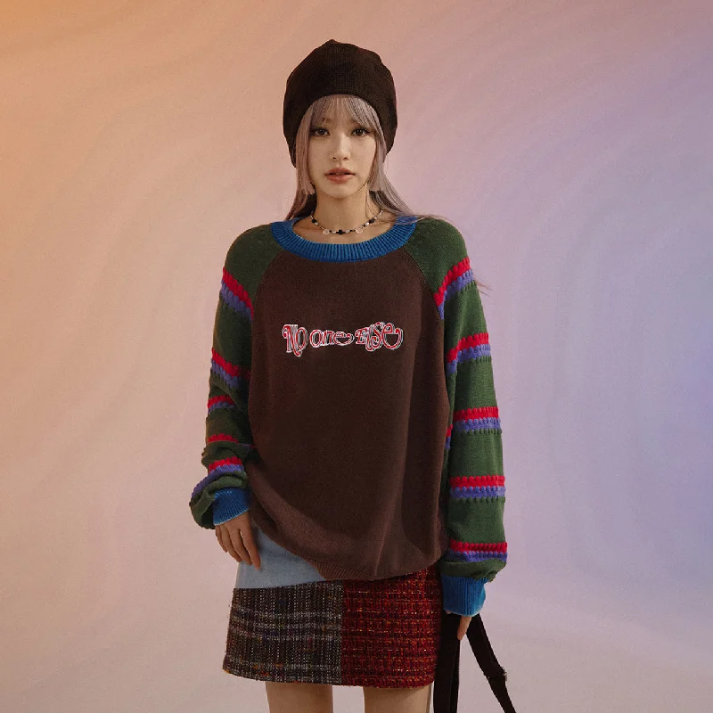 Super Deal Embroidered Raglan Knit Sweater