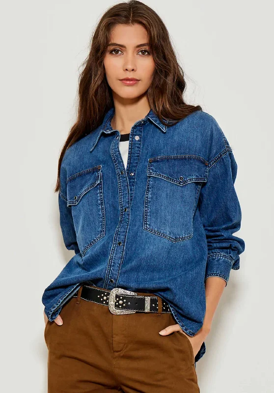 Deal Mania Denim Shirt 71614cornelia Medium-Blue
