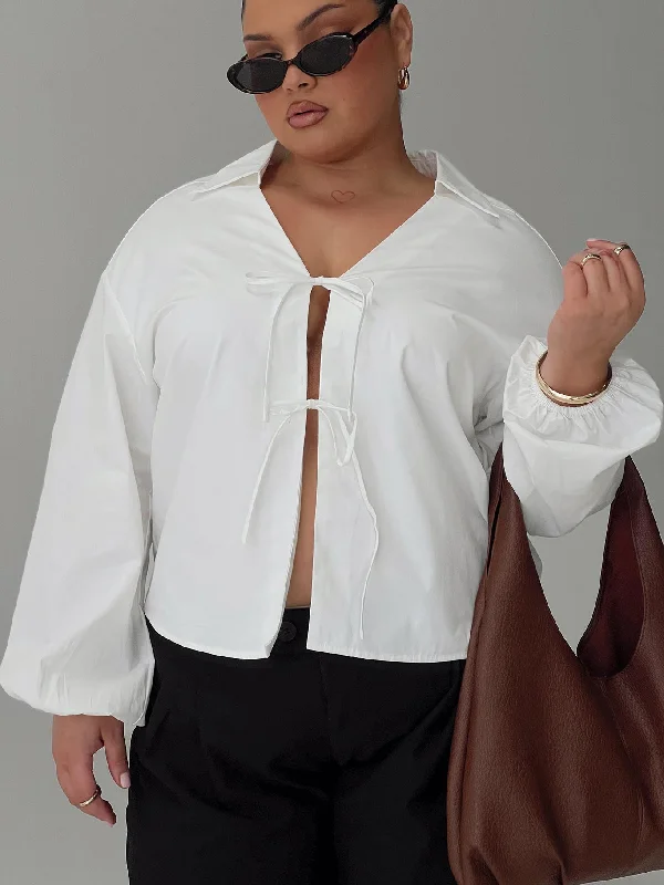 Super Bargain Rinon Long Sleeve Top White Curve