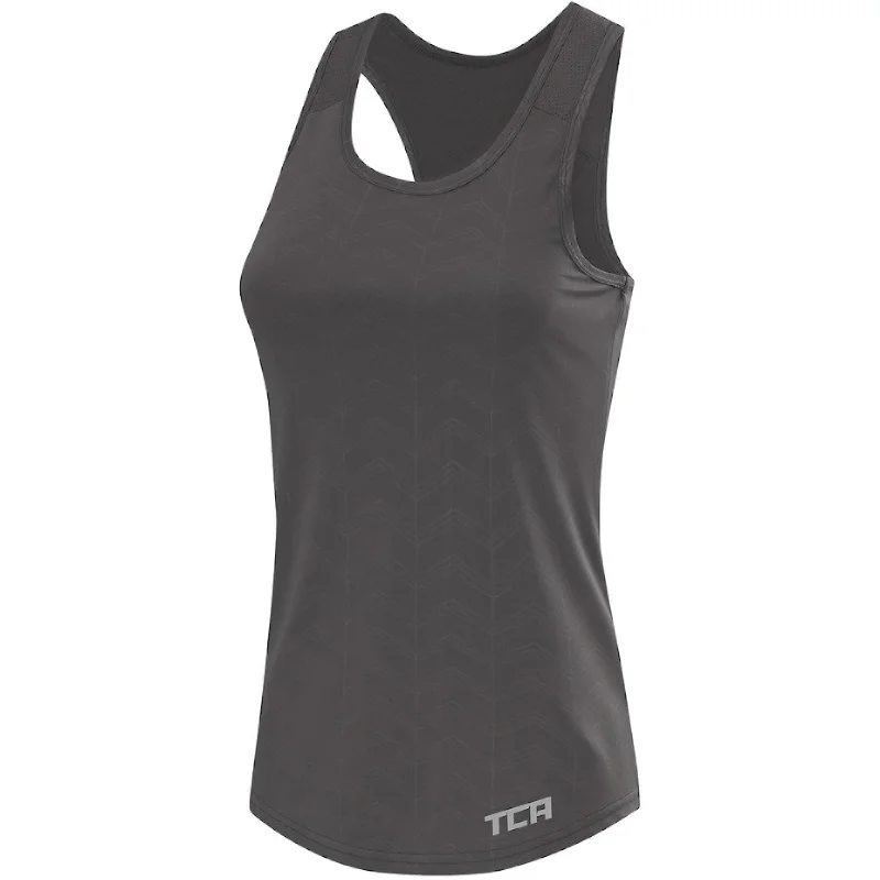 Weekend Bargains to Sizzle TCA Impulse Printed Racerback Womens Running Vest Tank Top - Grey Weekend Bargains to Sizzle TCA Impulse Printed Racerback Womens Running Vest Tank Top - Grey