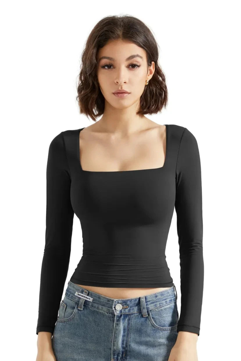 Huge Discounts Buttery Soft Square Neck Shirt - Long Sleeve