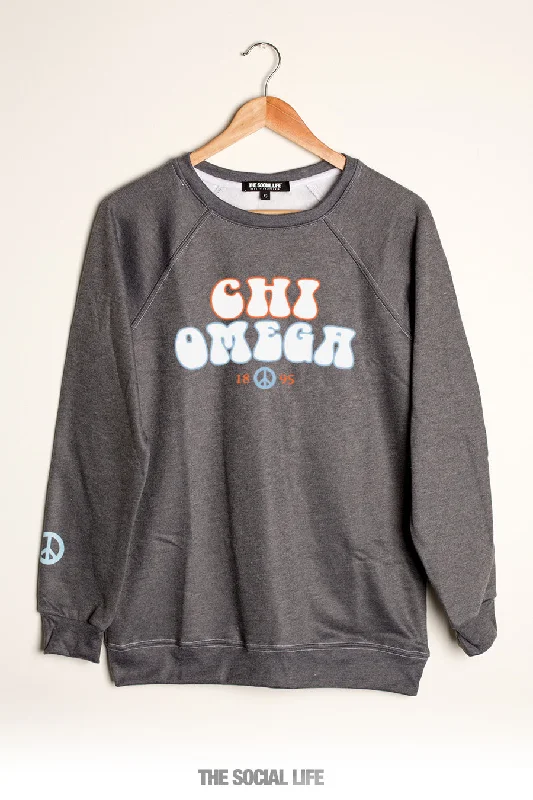 Early Bird Chi Omega Peace Raglan Crewneck