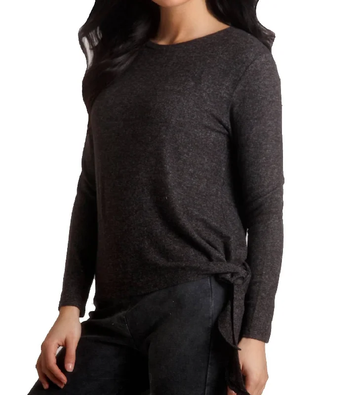 Weekend Savings Sensation Ellie Side Tie Kashmira Sweater In Charcoal