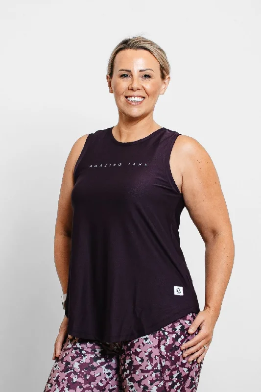 Weekend Deal Marie Tie Back Active Tank -  Plum