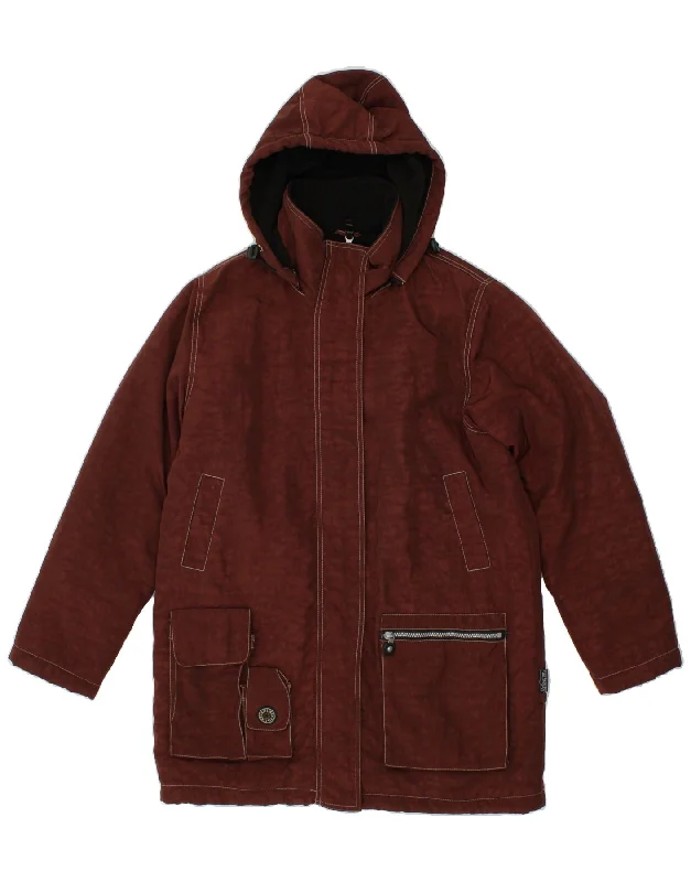 Price Smash KIPLING Womens Hooded Overcoat UK 14 Medium Maroon Nylon