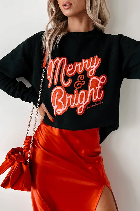 Always "Merry And Bright" Graphic Sweatshirt (Black)