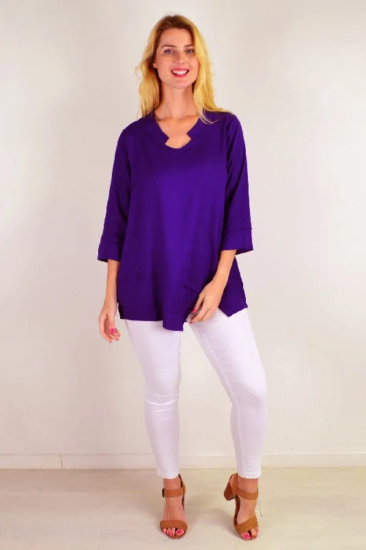 Limited Edition Deep Purple Linen Cotton Tunic Top