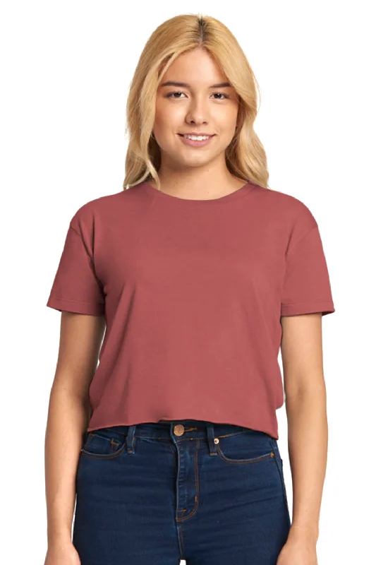 Stock Clearance Next Level Womens Festival Cali Crop Short Sleeve Crewneck T-Shirt - Smoked Paprika Red