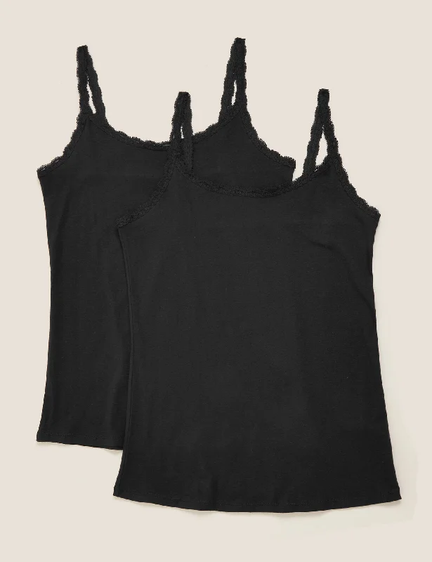Flash Deals 2pk Cotton Lace Trim Vest