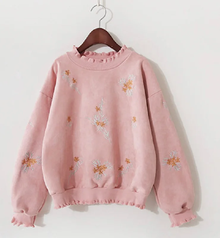 Daily Deals Cute embroidered long-sleeved T shirt  072
