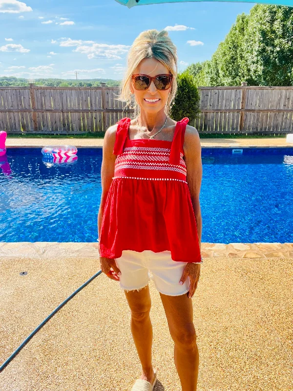 Weekend Discounts to Grab LITTLE RED SPARKLER TOP--FLASH SALE