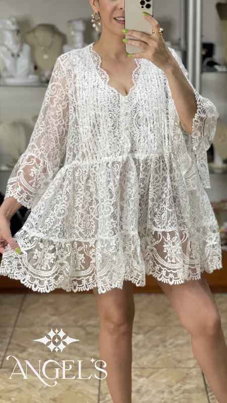 Weekend Offers You Can't Ignore White OS Tunic Top/Mini Dress