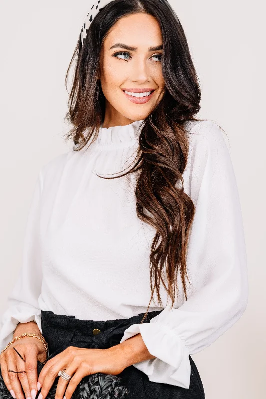 Special Offer Tried And True White Ruffled Blouse