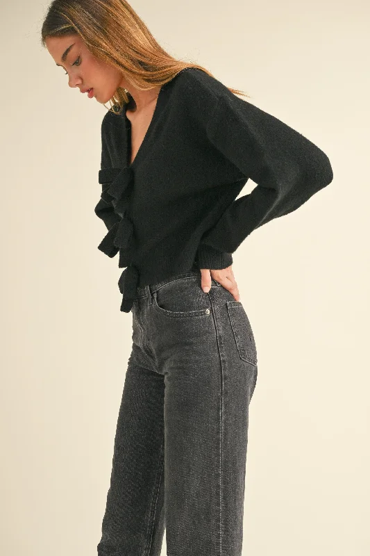 Price Blitz Back Bow Knit Sweater Top