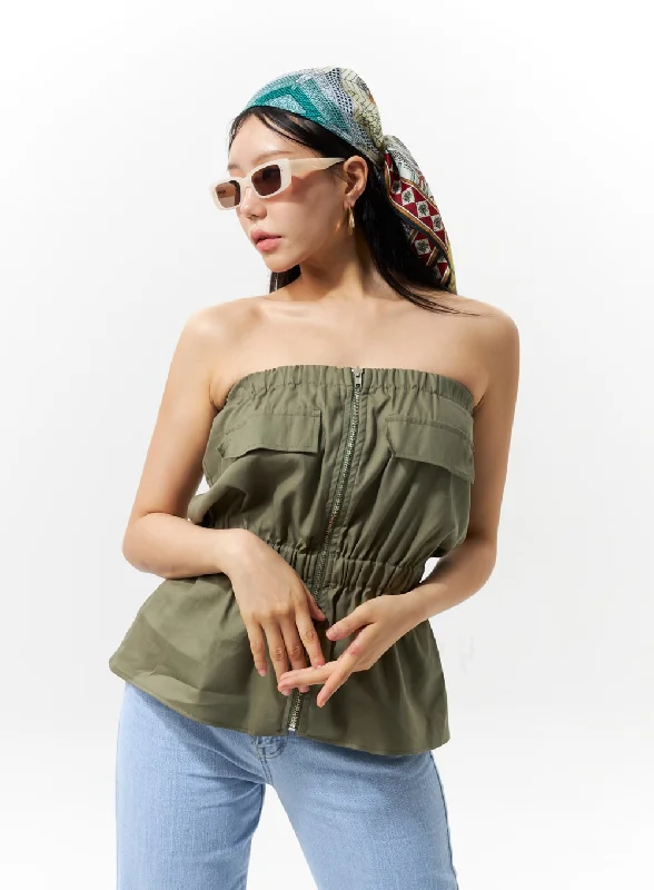 Weekend Offers That Amaze Zip-Up Sleeveless Top IU322