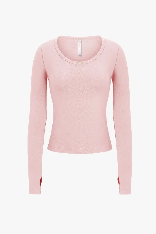 Discount Mania LONG SLEEVE LOUNGE TOP IN BABY PINK
