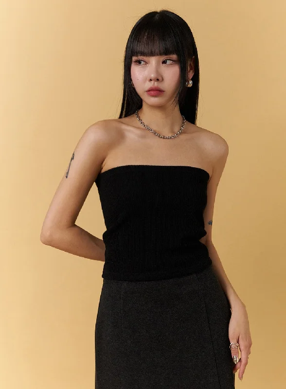 Time-Limited Offer Ribbed Tube Top CJ404