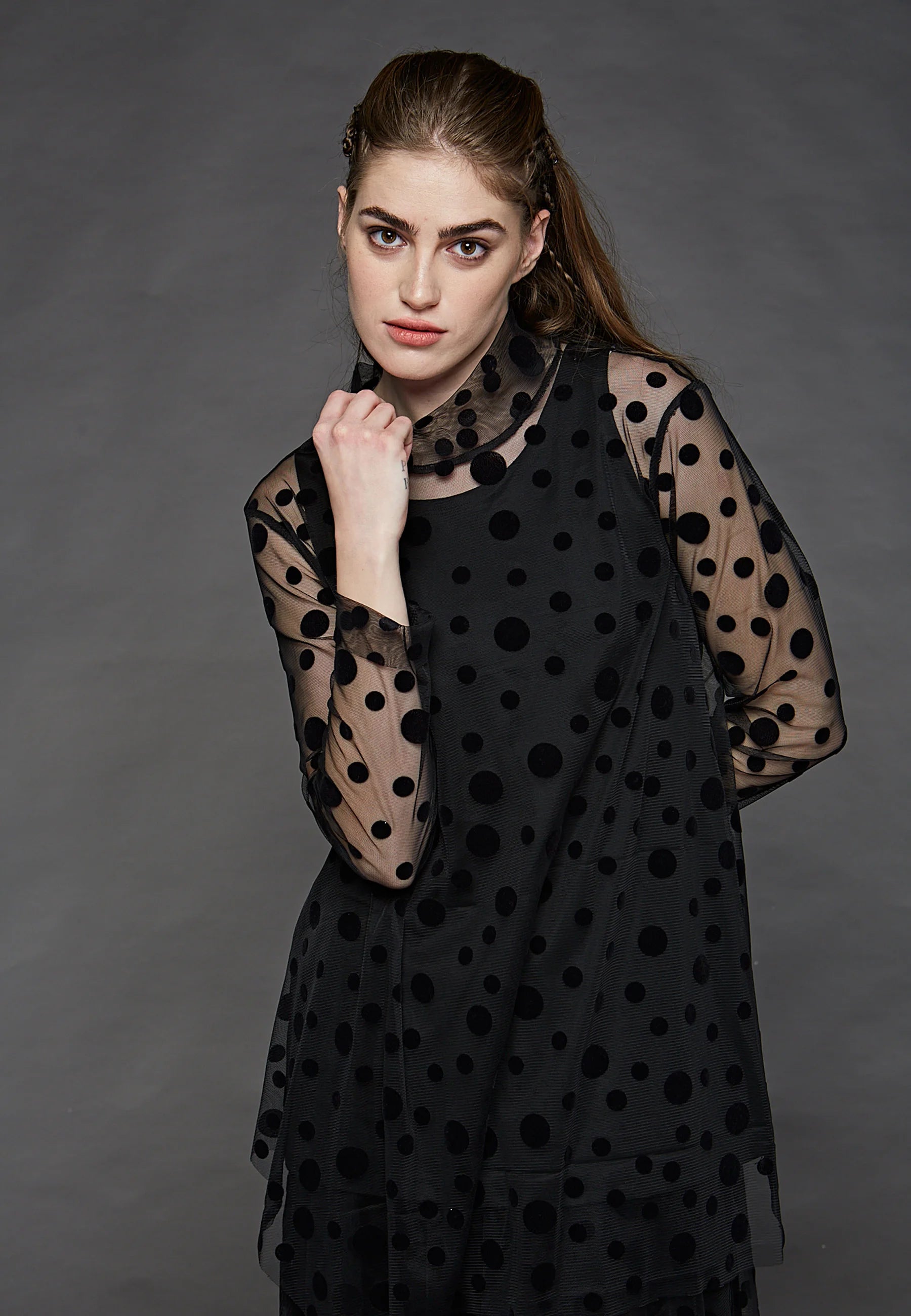 Amazing Deals VIVID Velvet dotted mesh blouse