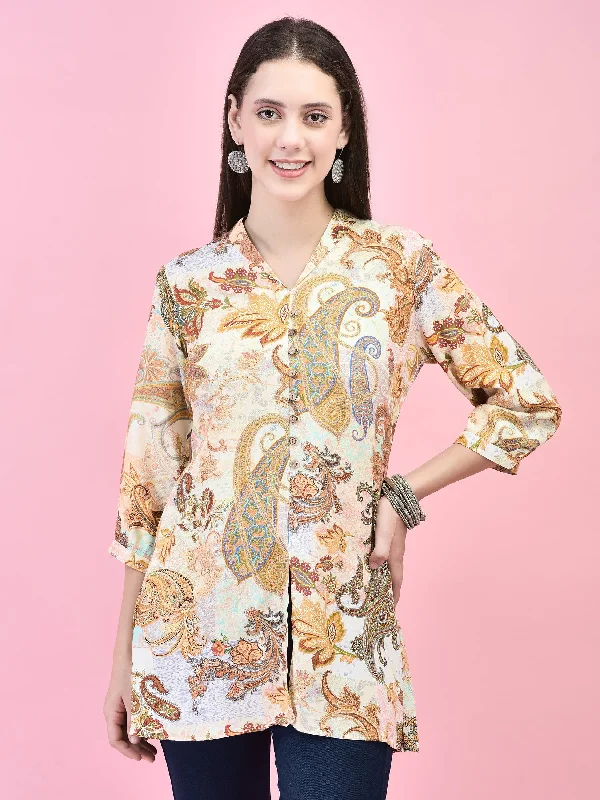 Weekend Offers That Impress Women Liva (Rayon) Multicolor Paisley Print Tunic