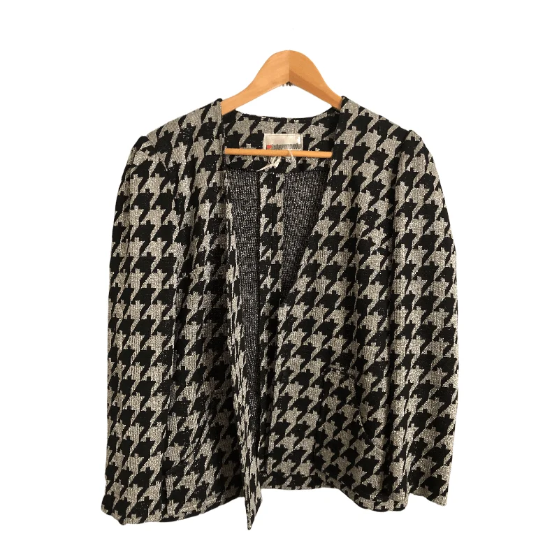 Inventory Reduction Mistermonte Vintage Evening Jacket Black Metallic Silver Houndstooth Pattern UK Size 10-12