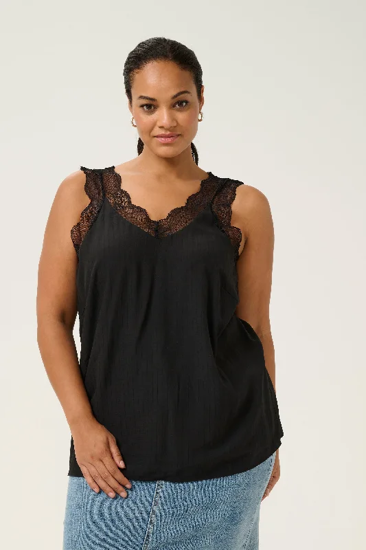 Super Bargain Kaffe Curve Jakobine Vest Top in Black