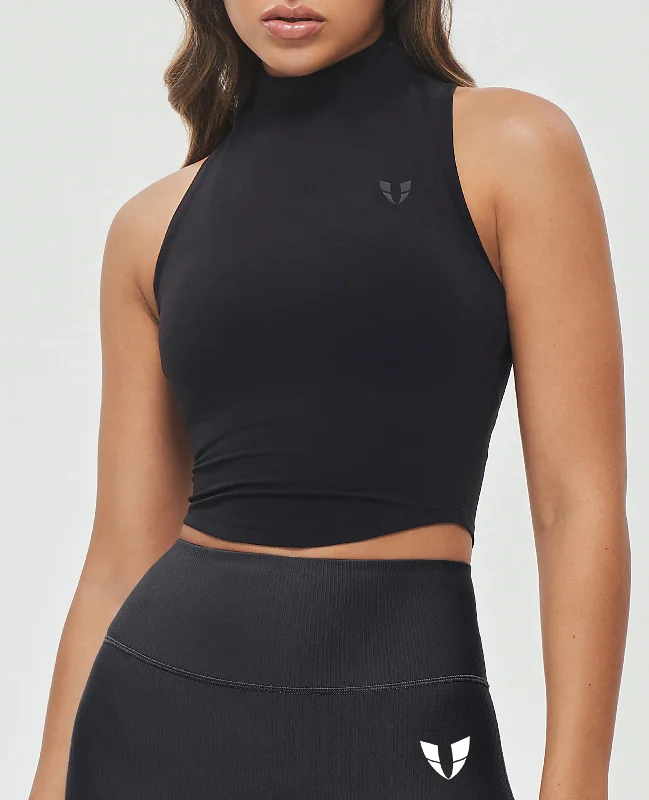 Year-End Clearance High Neck Athletic Tank - Black