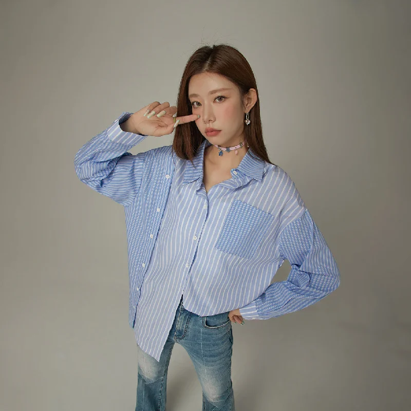 Stock Up and Save Striped Pocket Loosefit Shirt