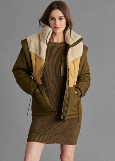 Special Discount The Colorblock Puffer Vest Jacket by Steve Madden