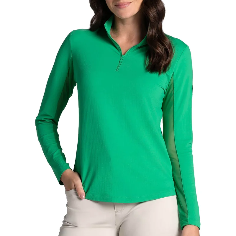 Final Sale IBKUL Women's Lucky Charm Long Sleeve Mock Neck Top - Green