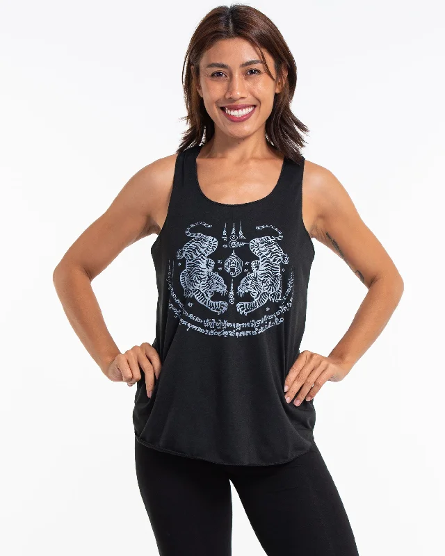 Womens Tiger Tattoo Tank Top in Black