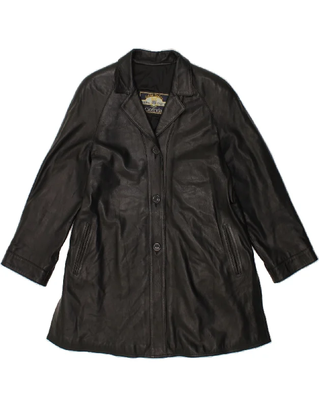 Deal of the Week VINTAGE Womens Leather Coat IT 46 Large Black Leather