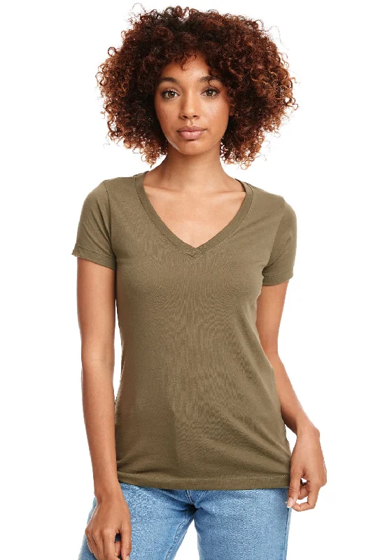 The Best Prices Next Level Womens Ideal Jersey Short Sleeve V-Neck T-Shirt - Military Green