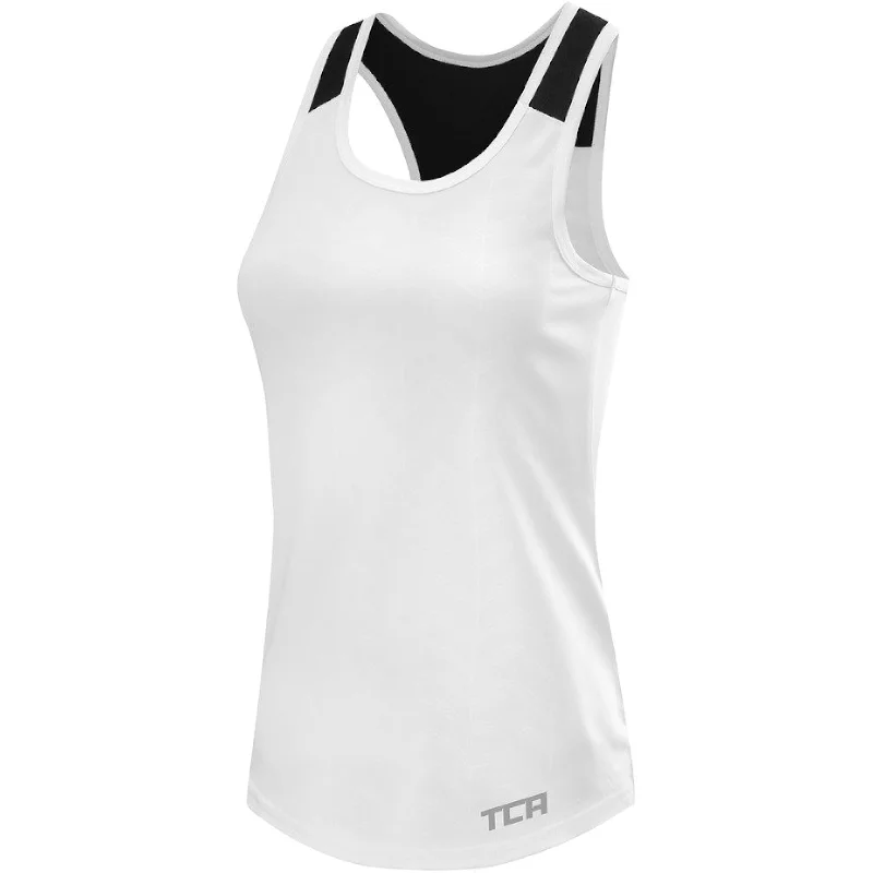 Weekend Discounts to Enjoy TCA Impulse Printed Racerback Womens Running Vest Tank Top - White