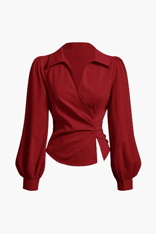 Stock Clearance Asymmetrical Long-Sleeve Shirt