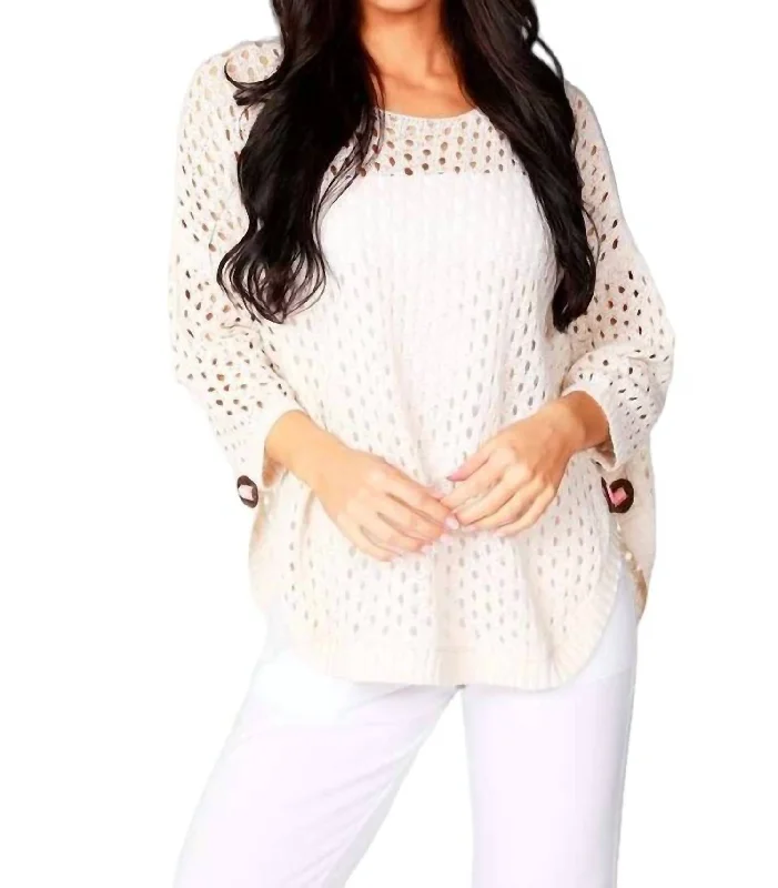 Weekend Savings Spree Aimee Wooden Button Poncho In Beige