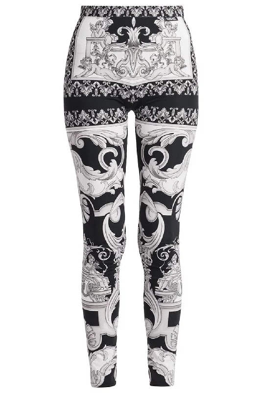 Printed Leggings - Black White