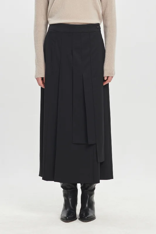 Weekend Savings Galore Black wool twill skirt-pants